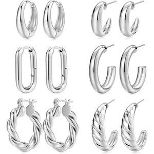 Gold Hoop Earrings Set for Women, 14K Gold Plated Lightweight Hypoallergenic